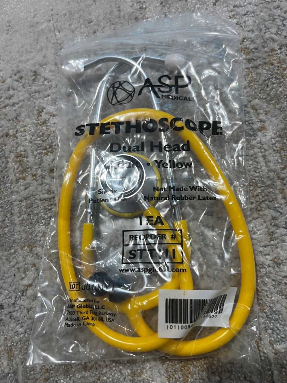 New Yellow Acoustic Single Tube Stethoscope, Single Head Diaphragm z95